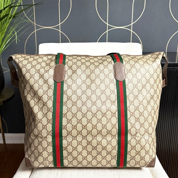 Authentic GUCCI travel bag/ XL tote bag brown monogram coated canvas large - Picture 9 of 16